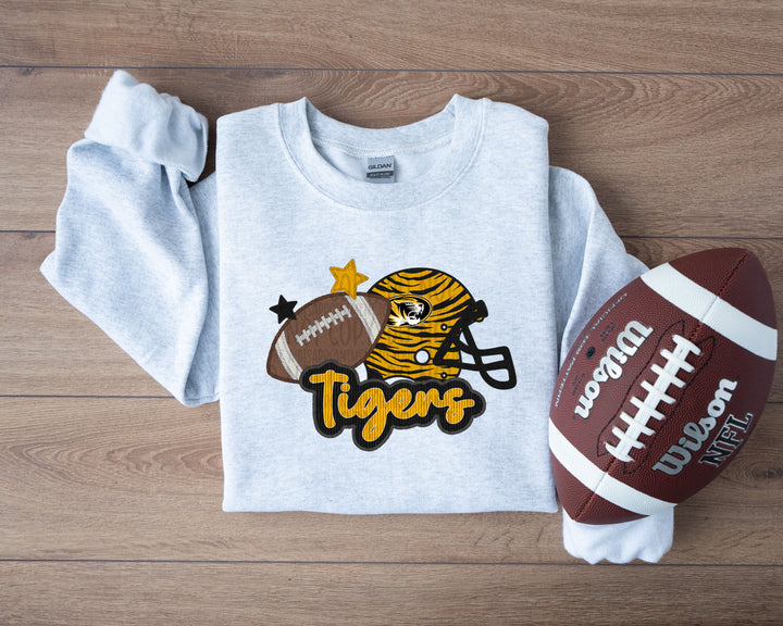 TIGERS HELMET AND FOOTBALL FAUX APPLIQUE