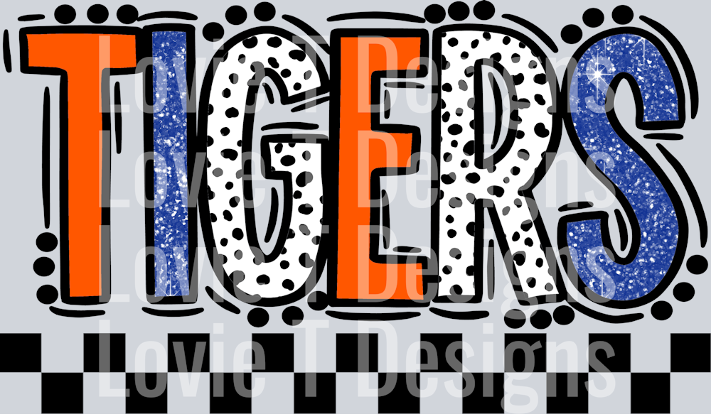 Tigers Royal Orange Doodle Dot Mascot