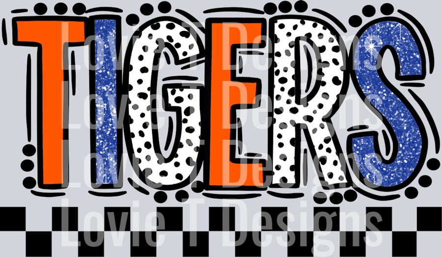 Tigers Royal Orange Doodle Dot Mascot