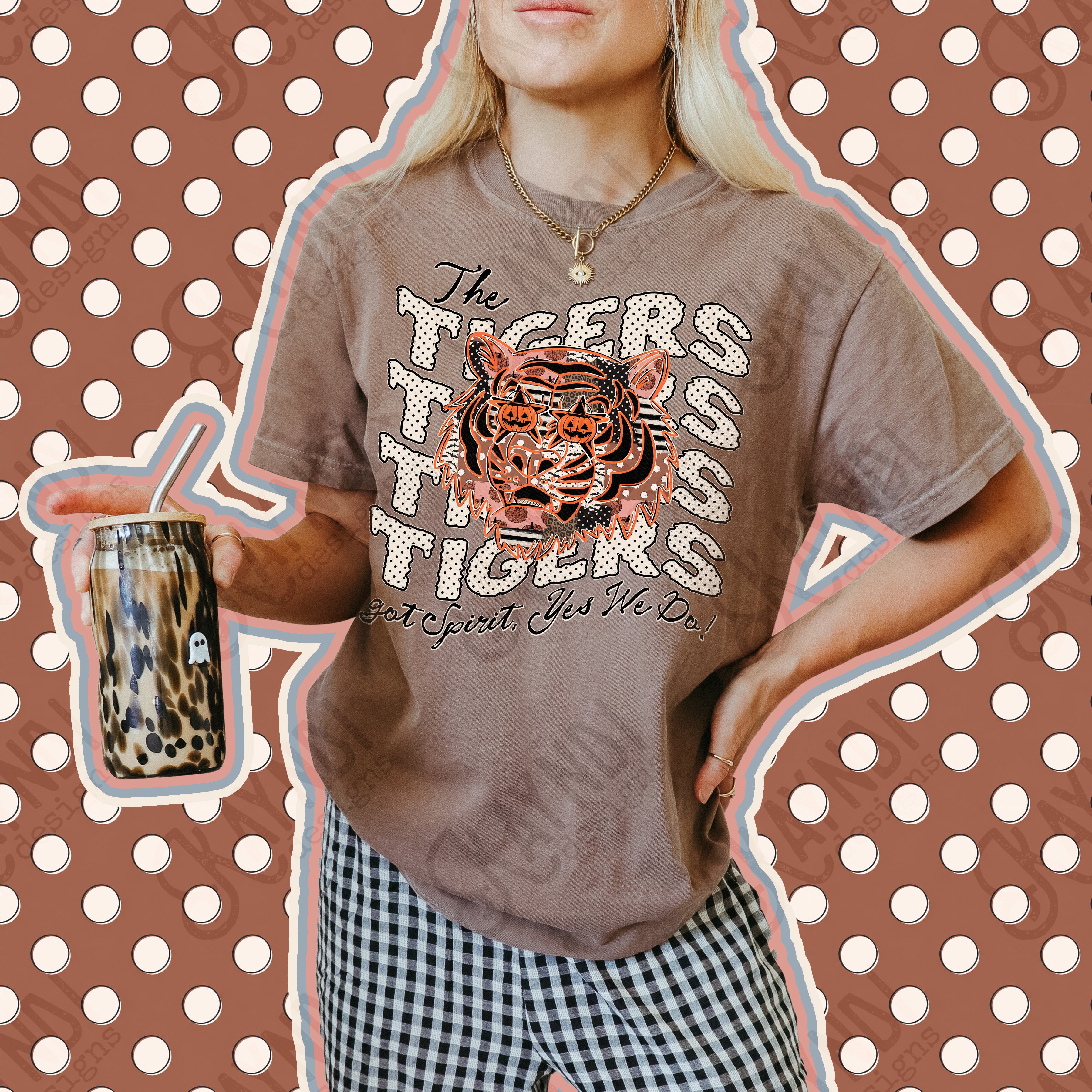 Patchwork Pumpkin Spirit Mascots Tigers 2 design