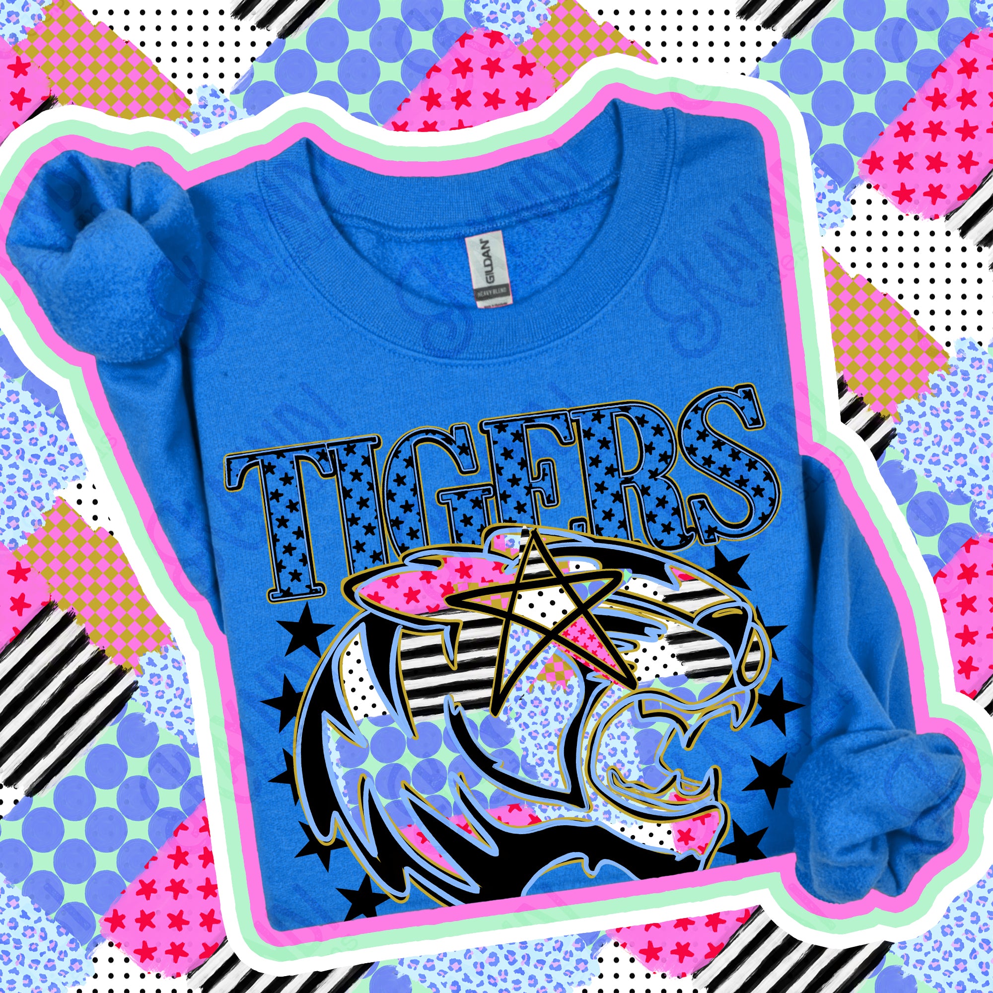 Patchwork Varsity Stars Mascots Tigers 4 design