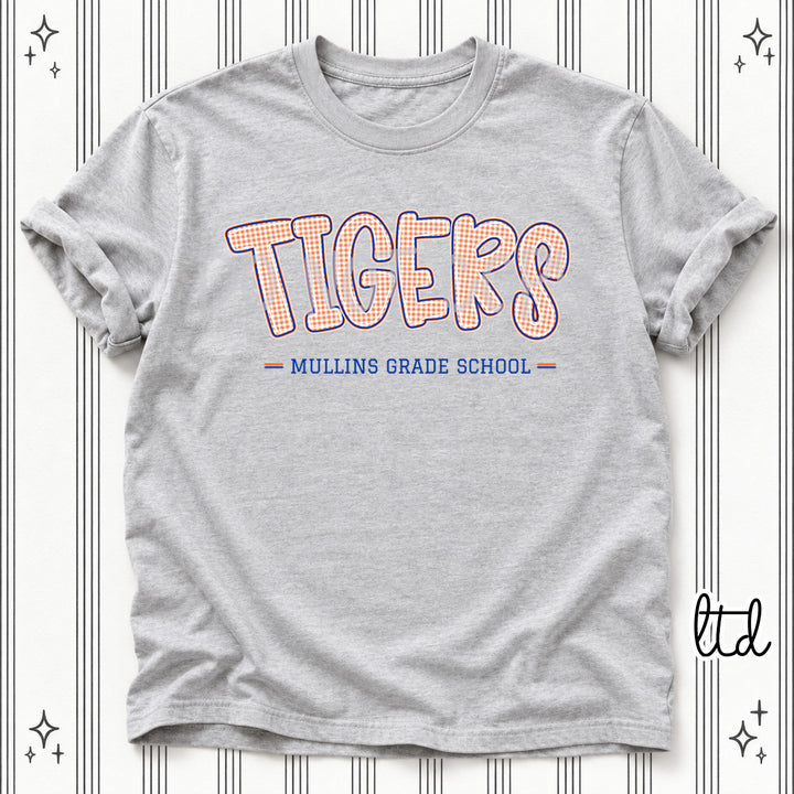 Tigers Mullins Grade School Royal Orange Gingham School Spirit DTF transfer