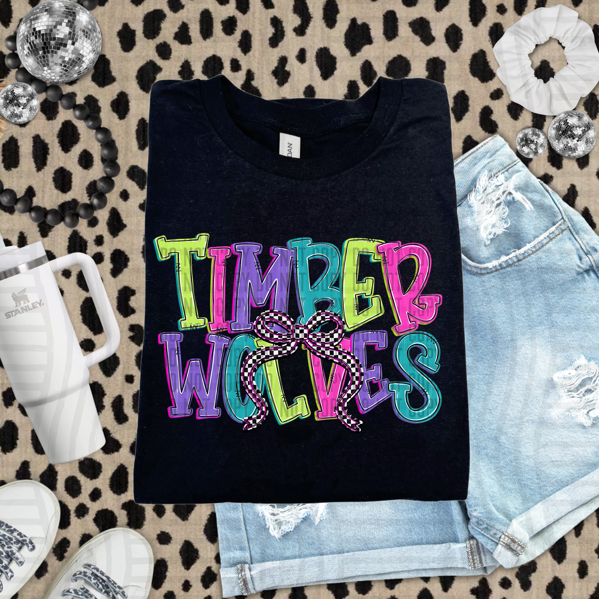 Checker Neons Stacked Mascots Timberwolves design