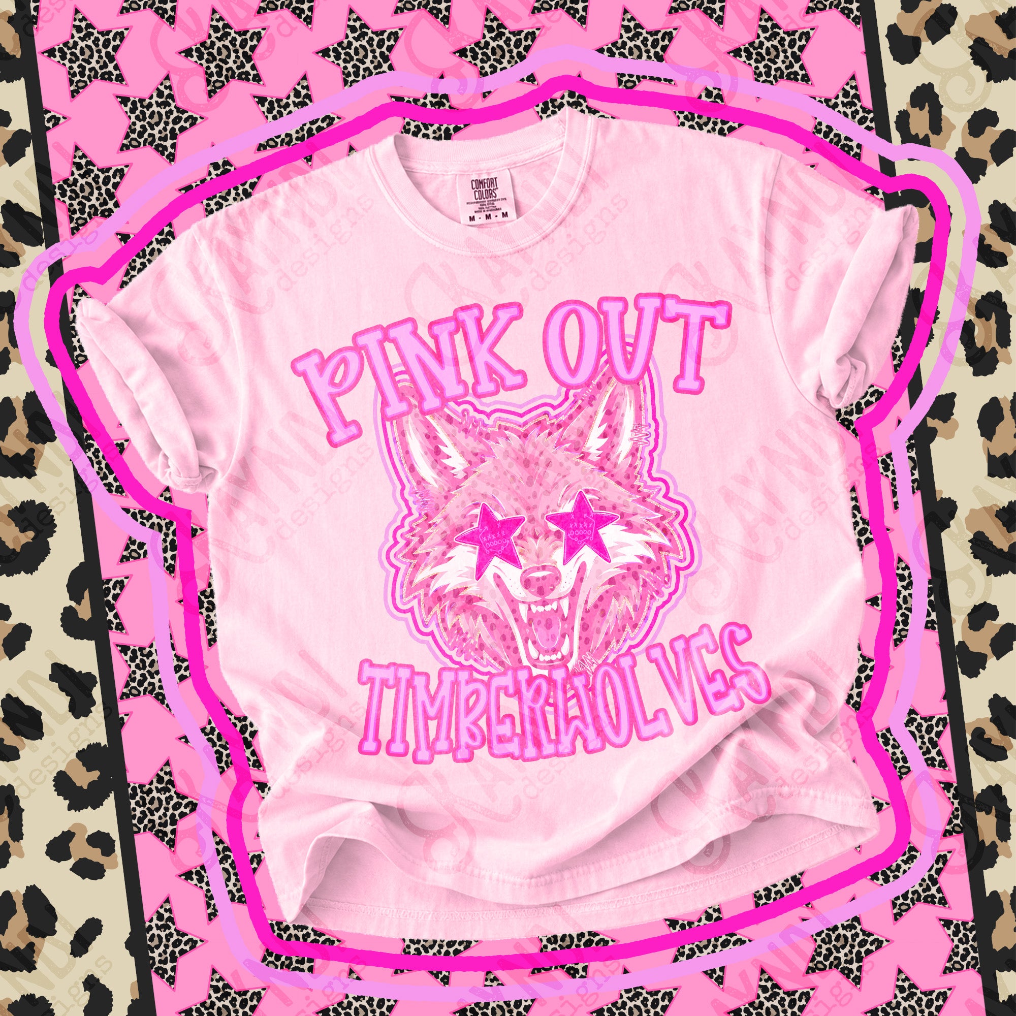 Pink Out Mascots Timberwolves mockup