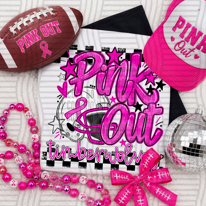 Timberwolves Pink Out Helmet mascot DTF transfer