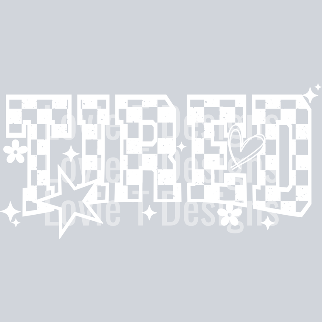 Tired Single Color White Checker – DTF Transfer