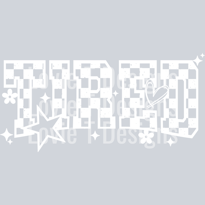 Tired Single Color White Checker – DTF Transfer