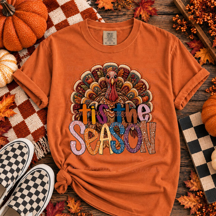 Tis the Season Turkey Thanksgiving DTF transfer mockup