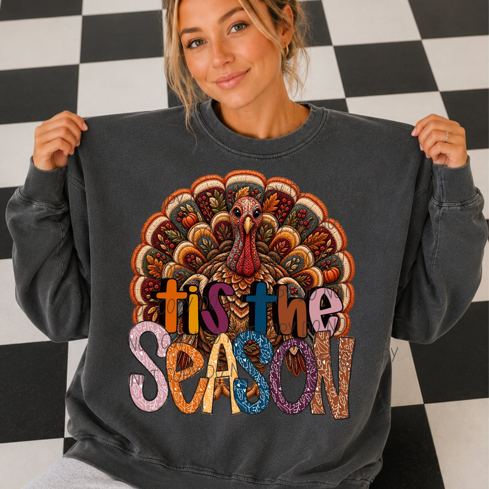 Tis the Season Turkey Thanksgiving DTF transfer mockup 2