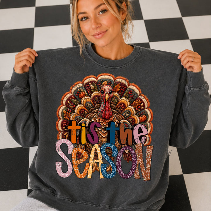 Tis the Season Turkey Thanksgiving DTF transfer mockup 2