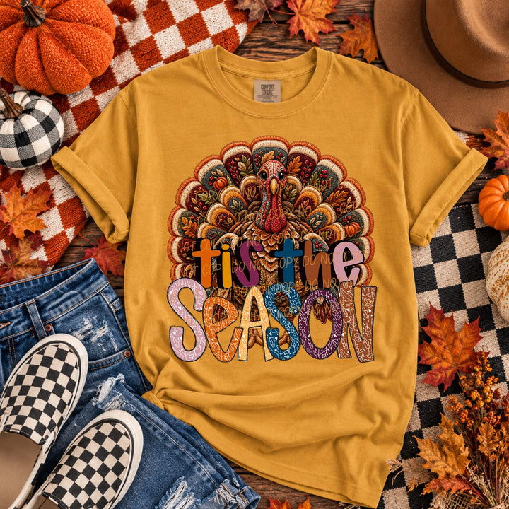 Tis the Season Turkey Thanksgiving DTF transfer mockup 3