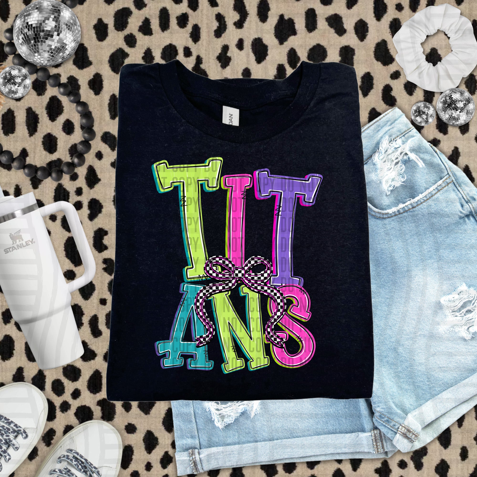 Checker Neons Stacked Mascots Titans design