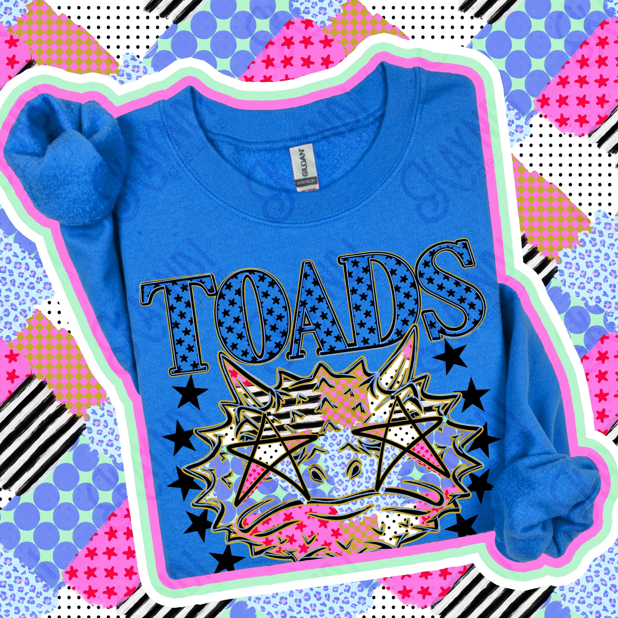 Patchwork Varsity Stars Mascots Toads design