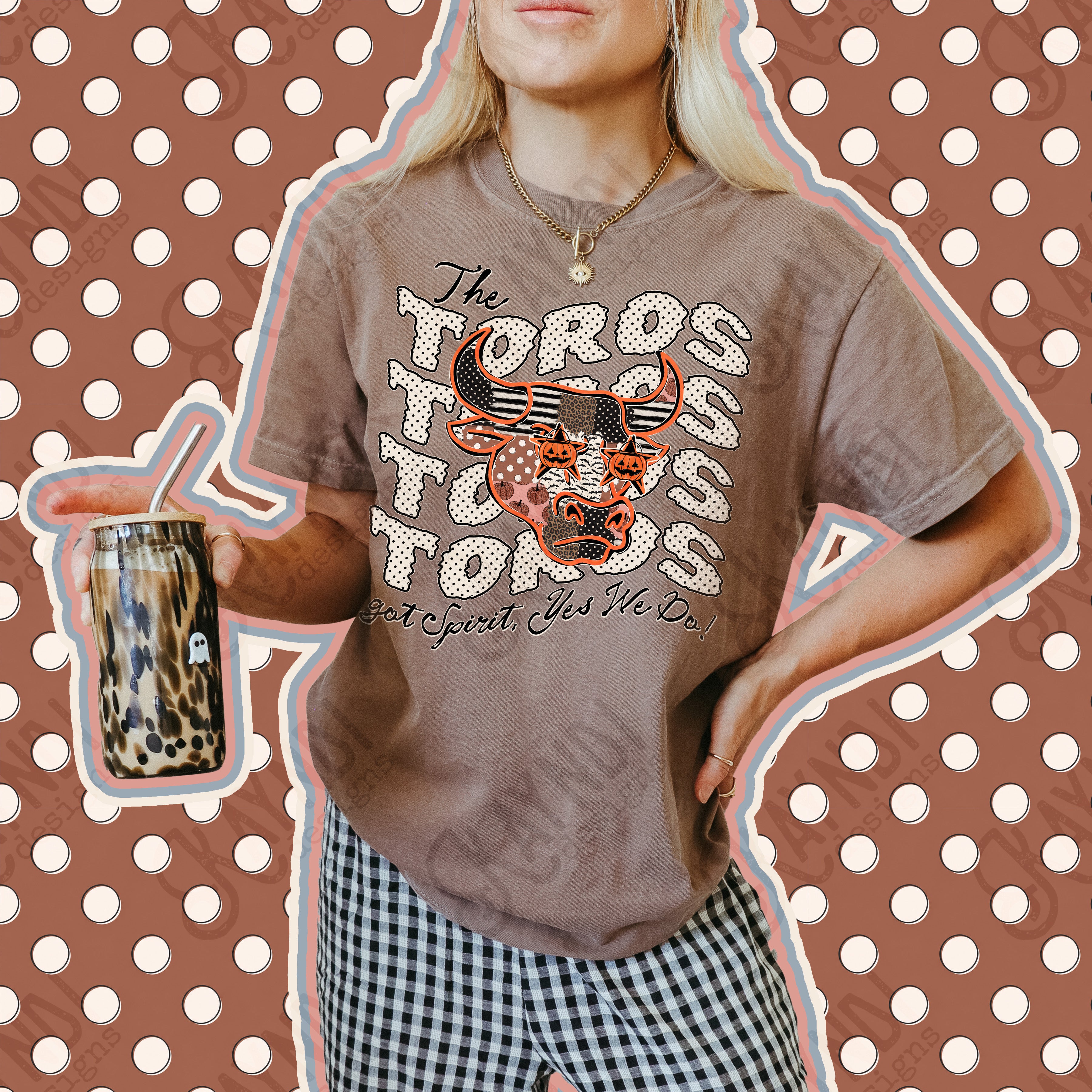 Patchwork Pumpkin Spirit Mascots Toros design