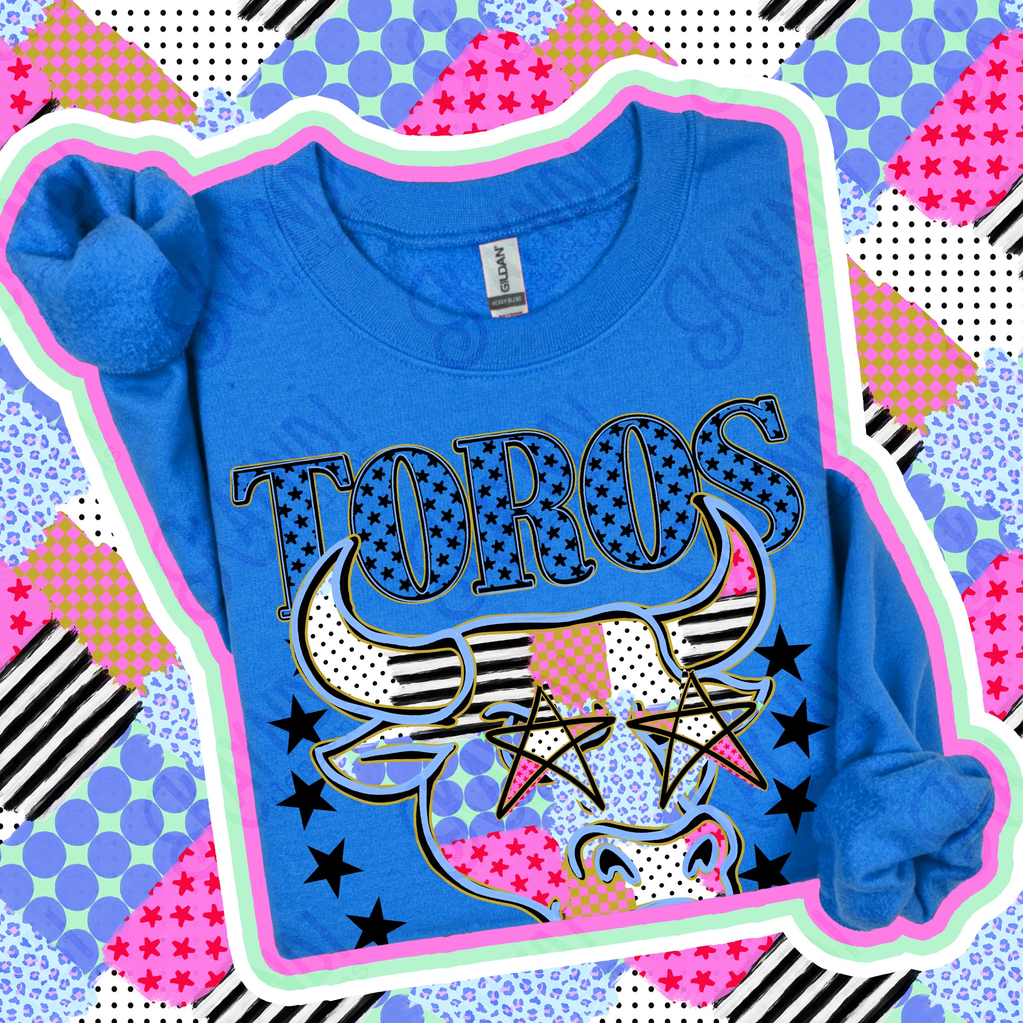 Patchwork Varsity Stars Mascots Toros design