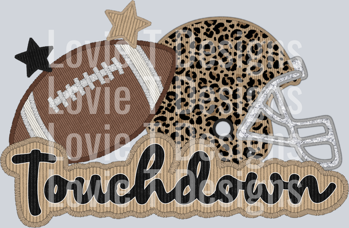 Touchdown Helmet and Football Faux Applique