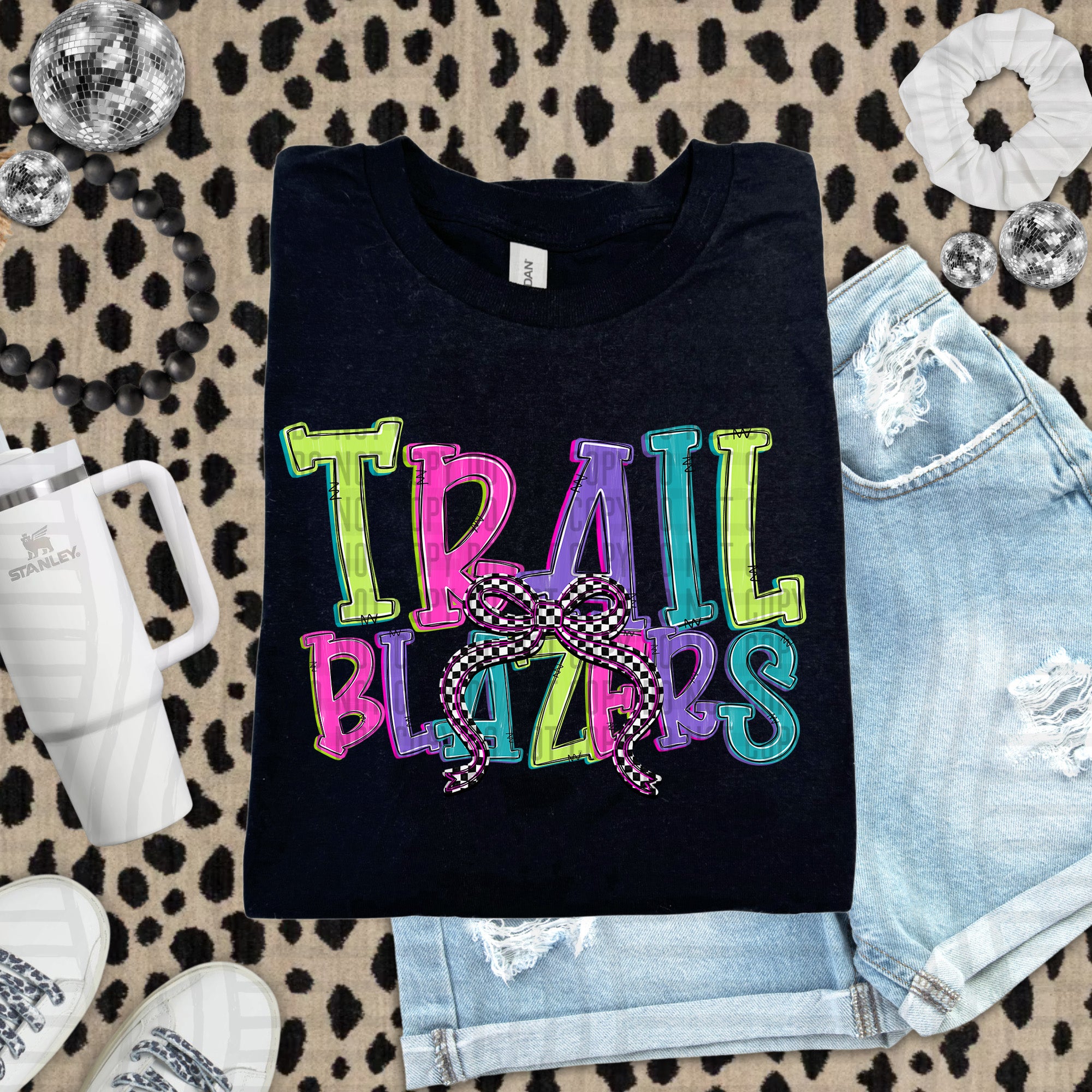 Checker Neons Stacked Mascots Trailblazers design