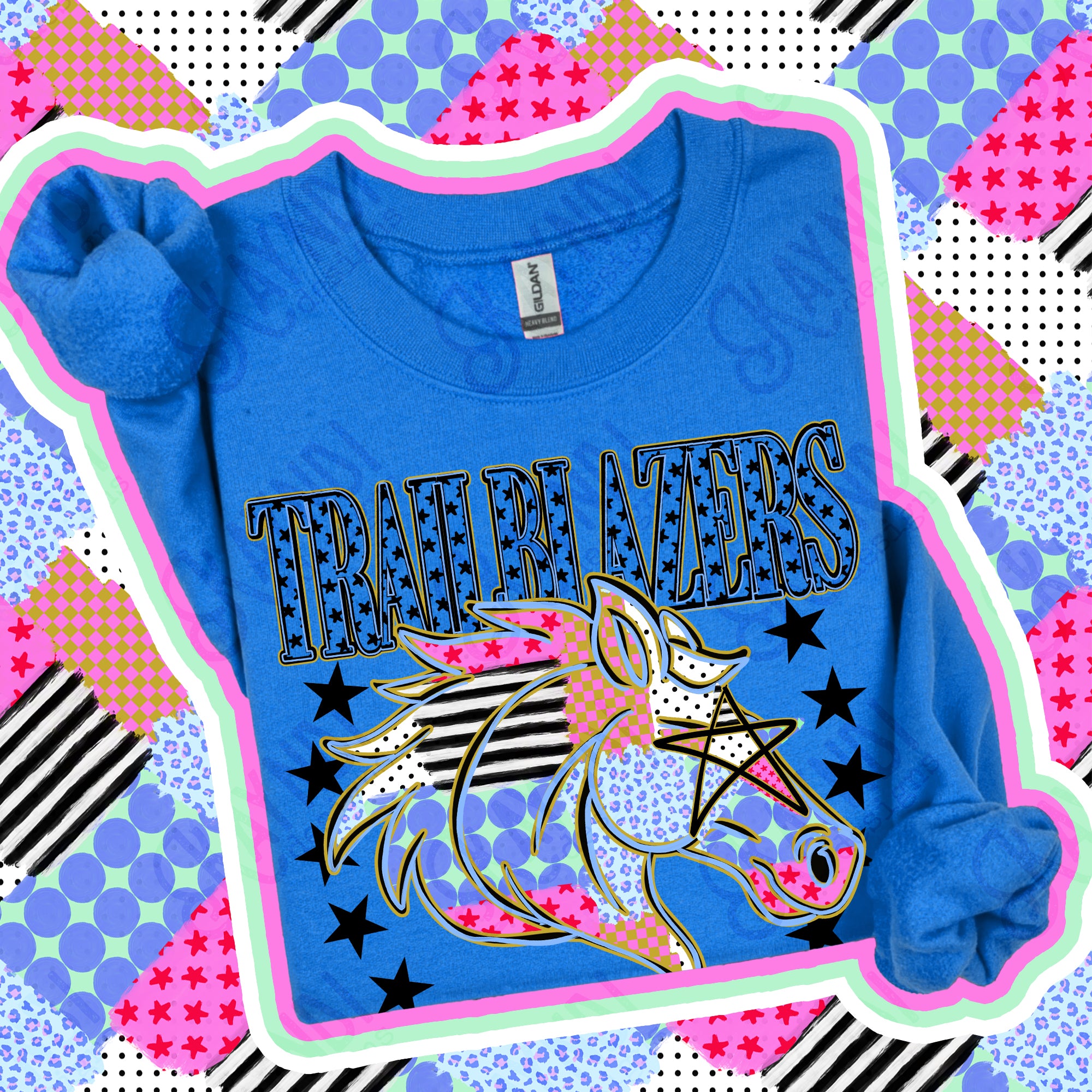 Patchwork Varsity Stars Mascots Trailblazers design
