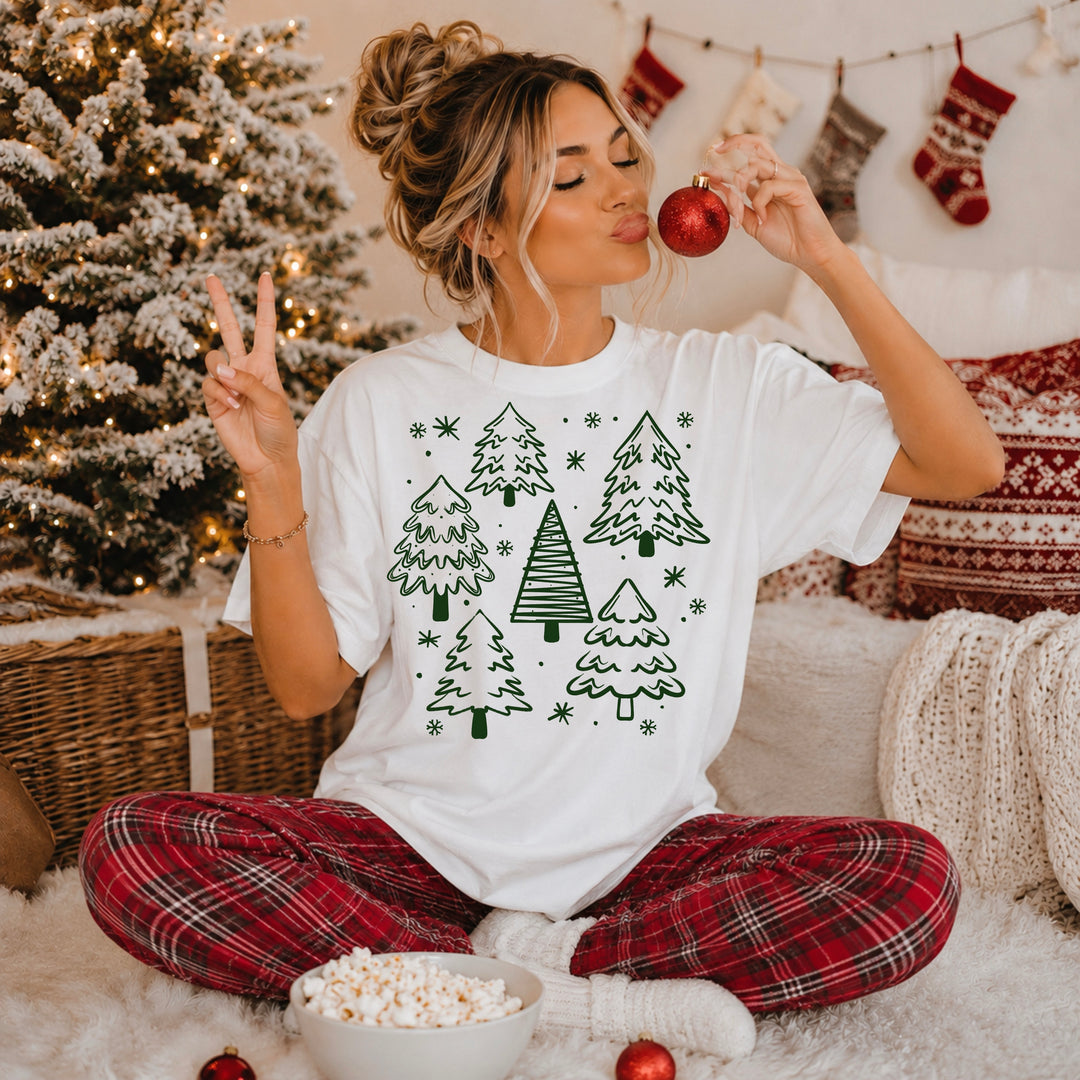Christmas Trees Collage (Green) DTF transfer – mockup
