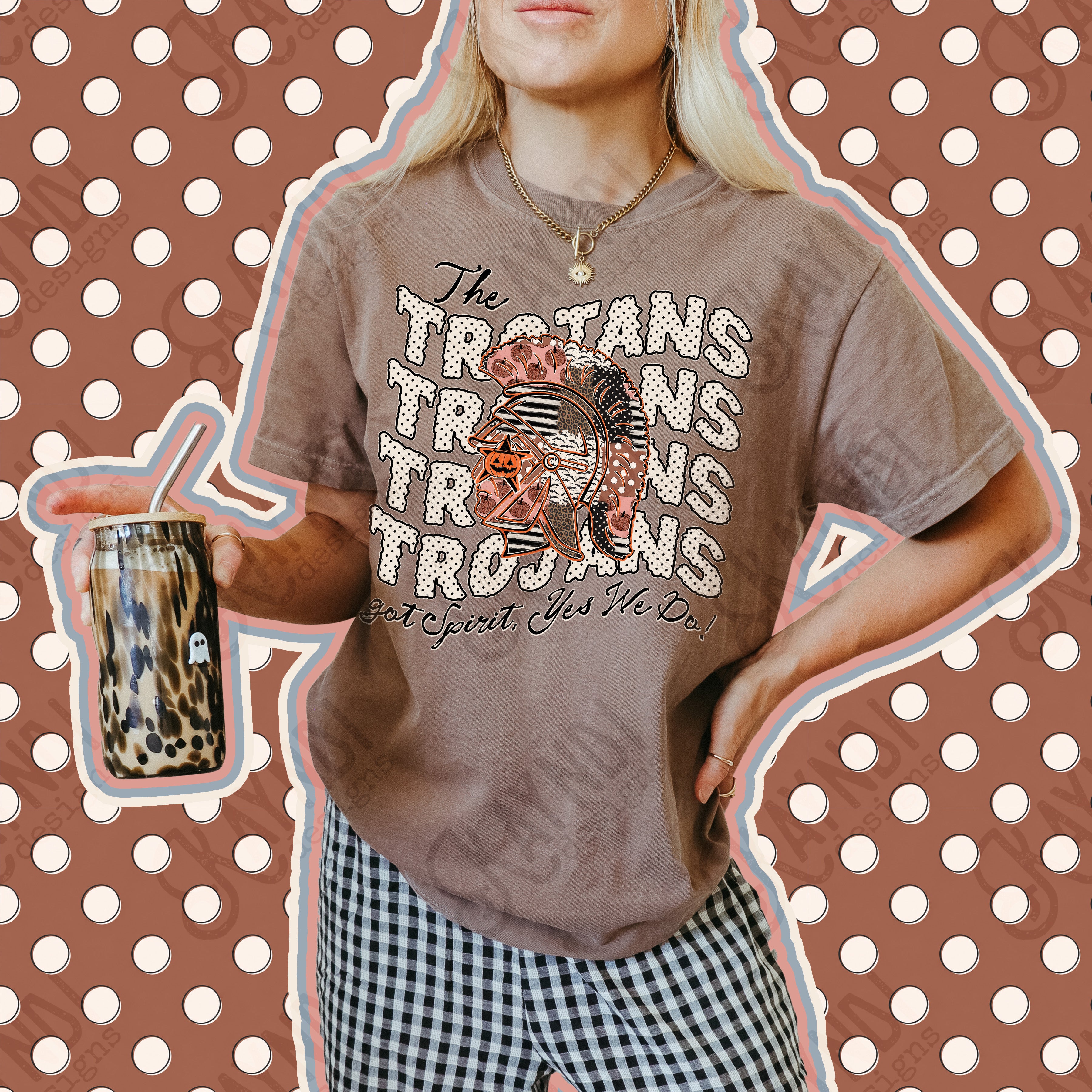 Patchwork Pumpkin Spirit Mascots Trojans 3 design