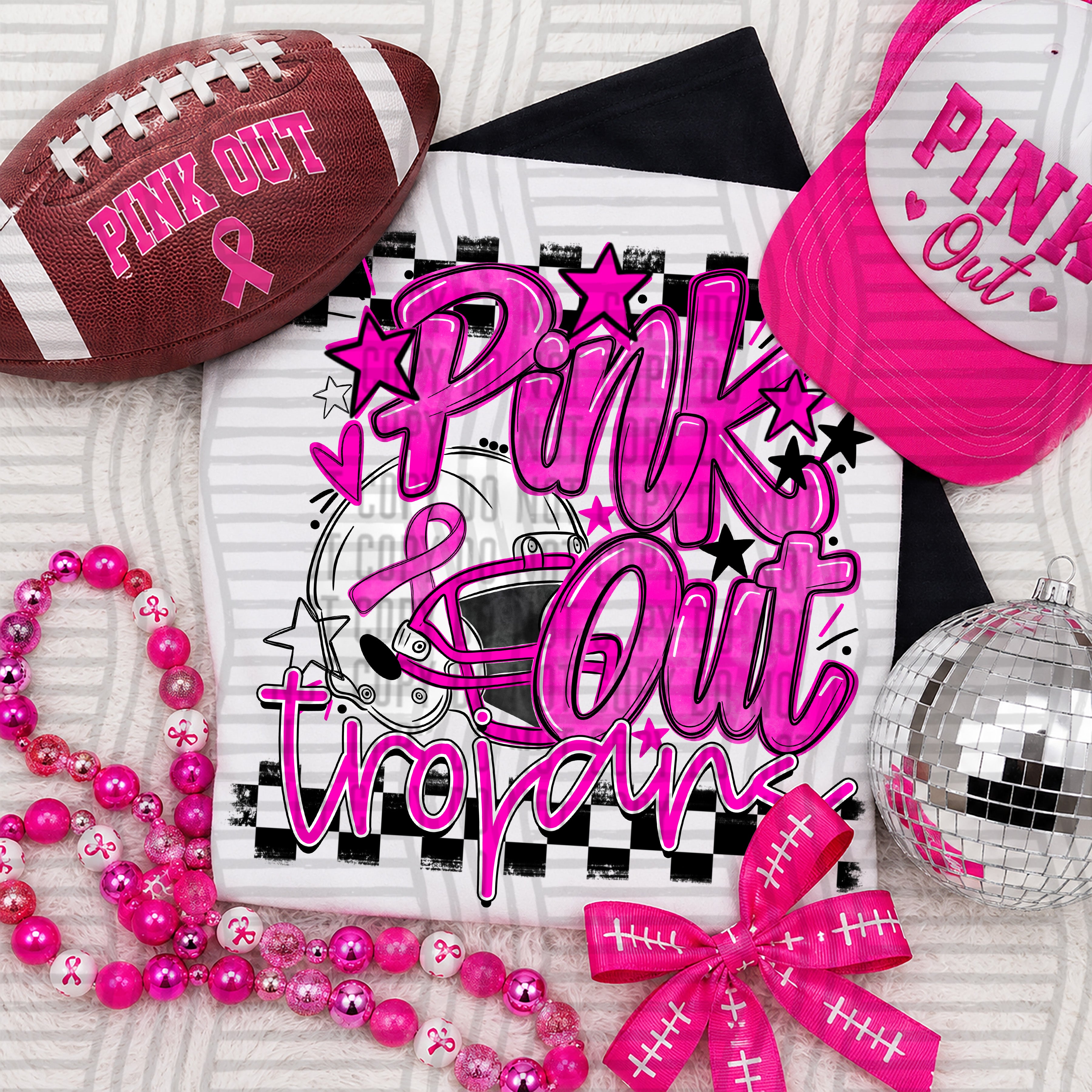 Pink Out Helmet Trojans design