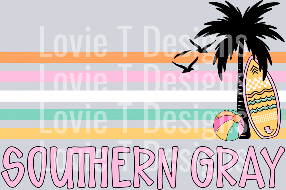 Tropical Beach Retro Stripe SOUTHERN GRAY
