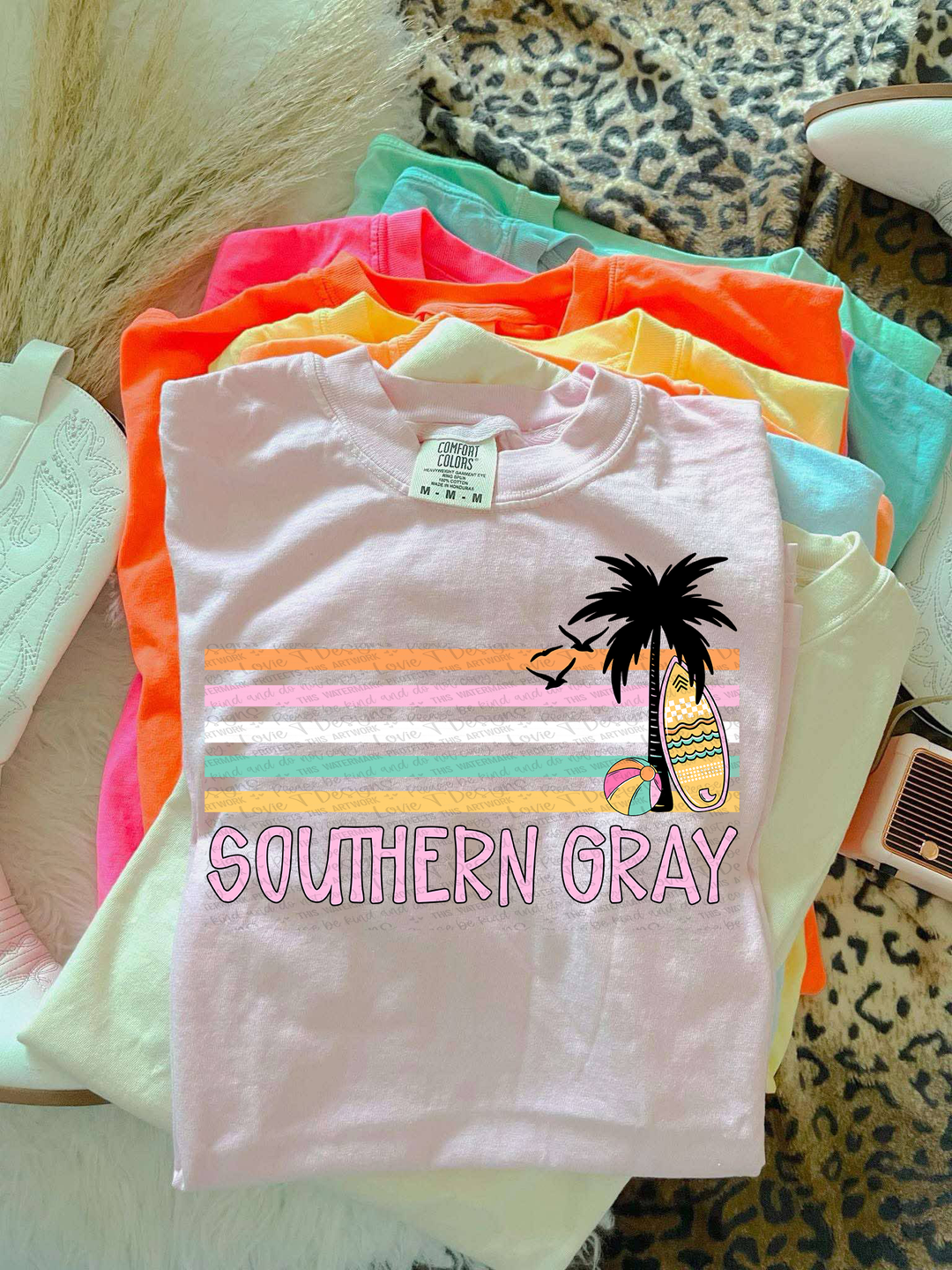 TROPICAL BEACH RETRO STRIPE SOUTHERN GRAY