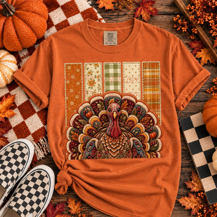 Turkey Quilt Patches Thanksgiving DTF transfer mockup