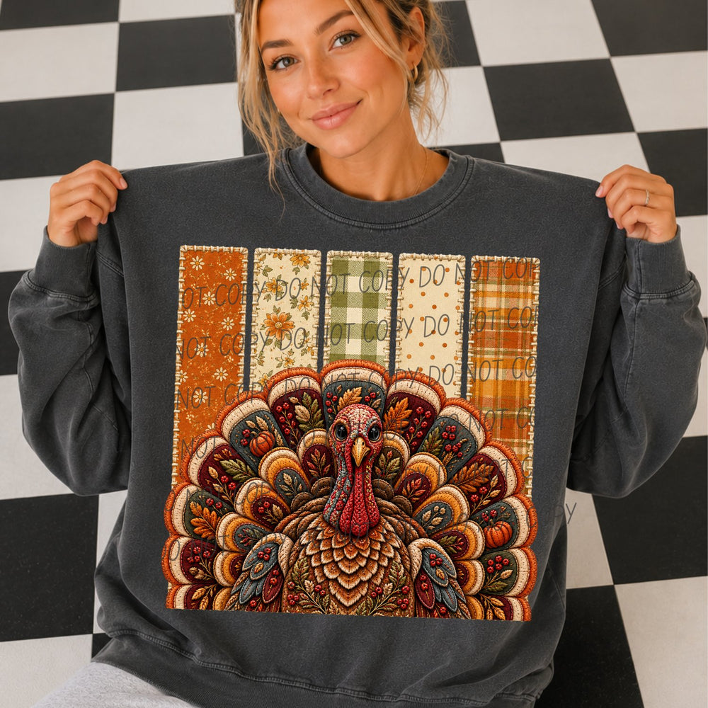 Turkey Quilt Patches Thanksgiving DTF transfer mockup 2