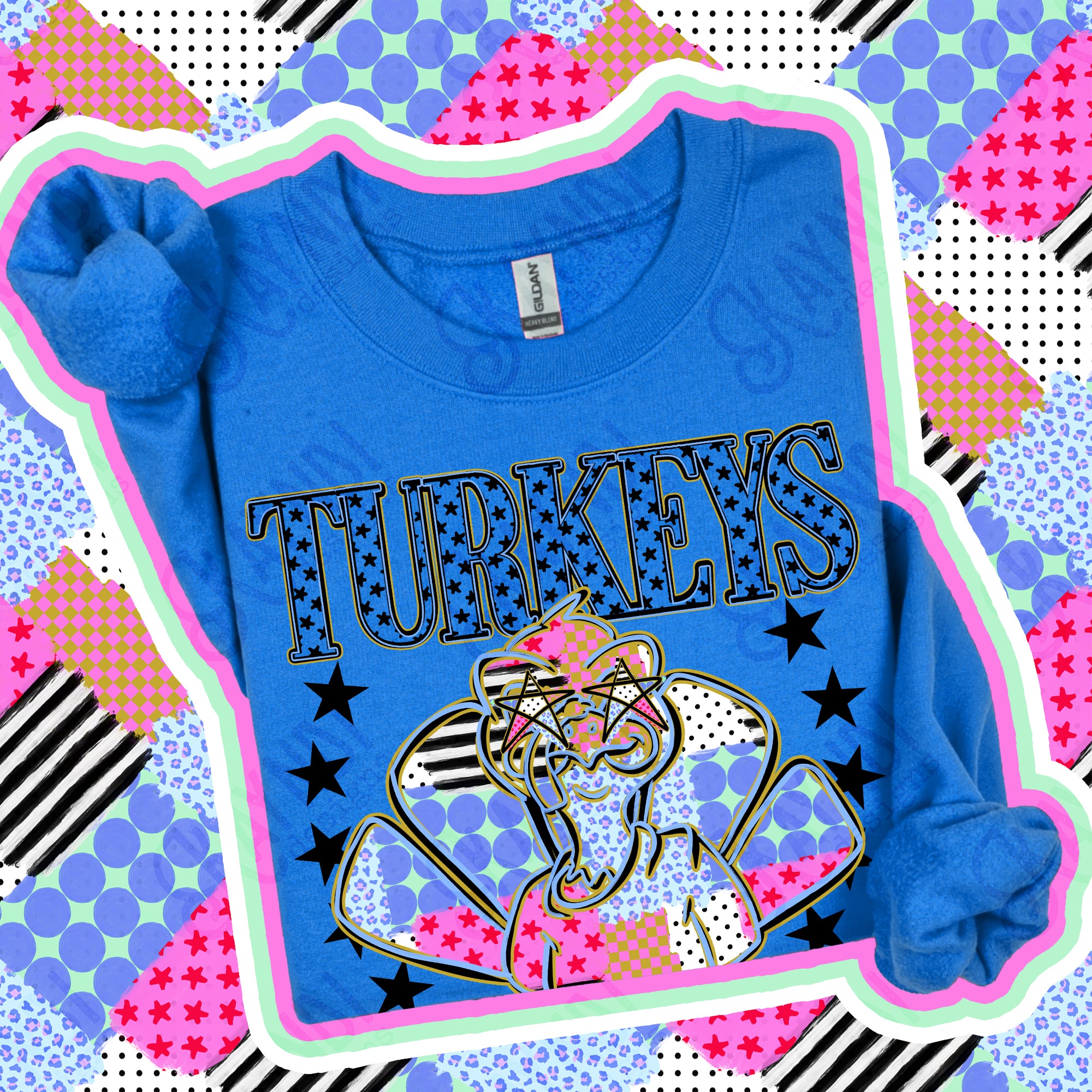 Patchwork Varsity Stars Mascots Turkeys design