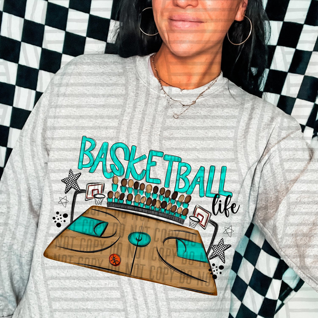 Turquoise Basketball Life DTF transfer