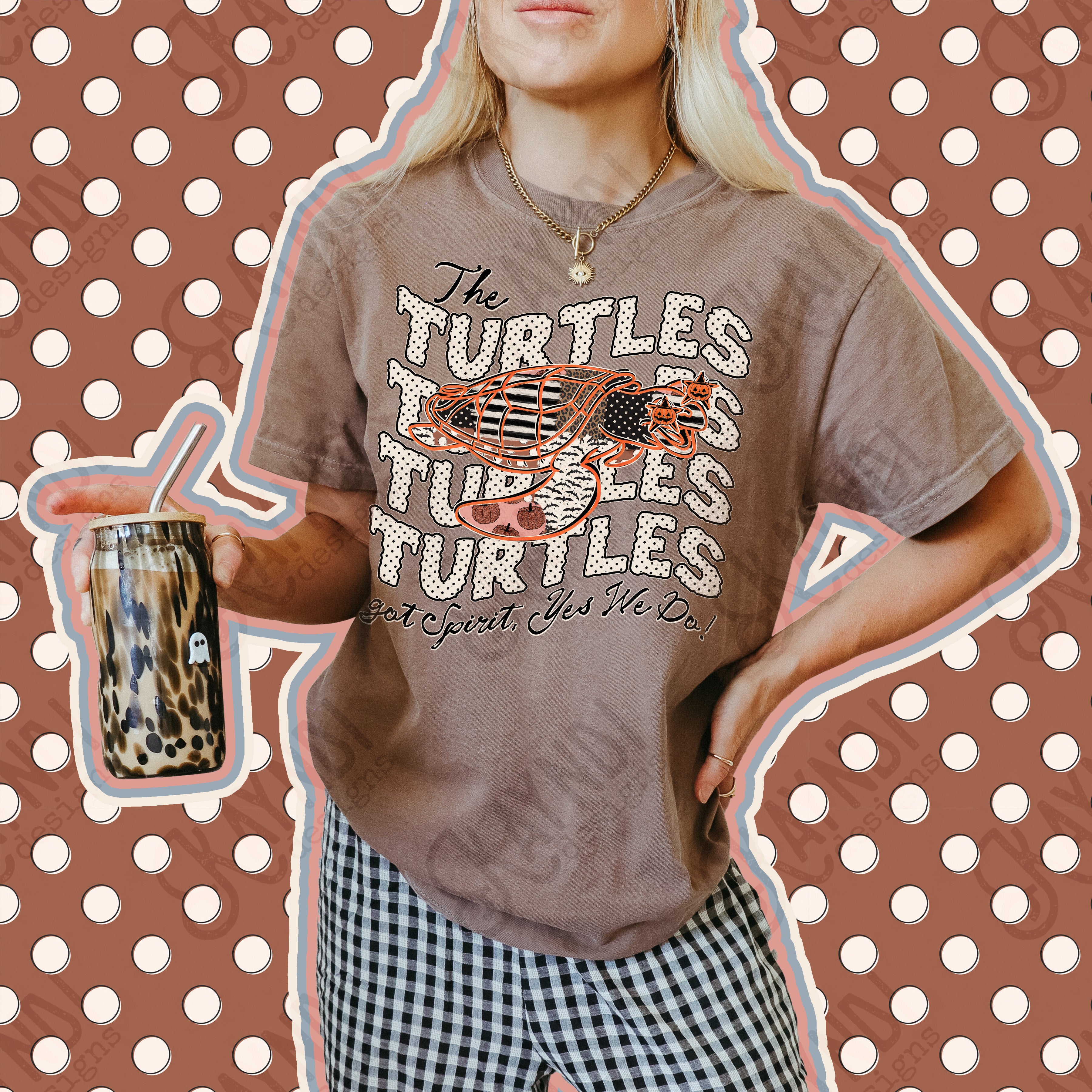 Patchwork Pumpkin Spirit Mascots Turtles design