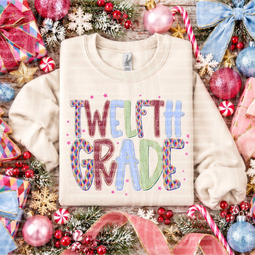Twelfth Grade Jingle Jumble Stacked Grades DTF transfer