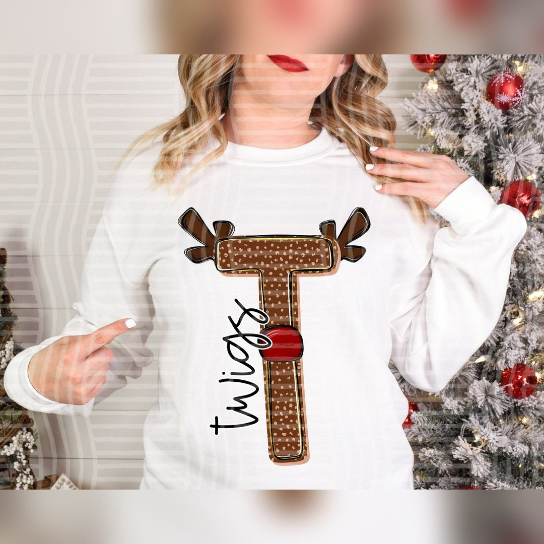 Twigs Deer Antler Initial Mascots DTF transfer