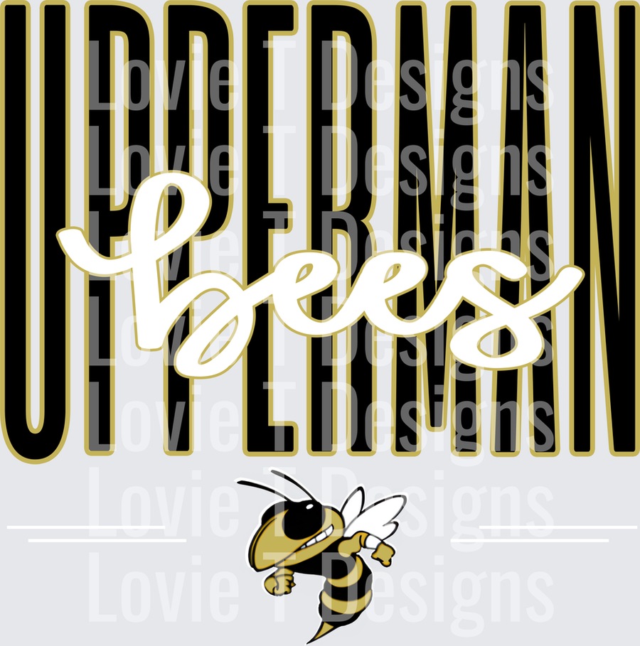 UPPERMAN BEES WHITE BEE OUTLINE