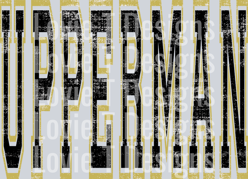 UPPERMAN BLACK AND VEGAS GOLD VARSITY STYLE