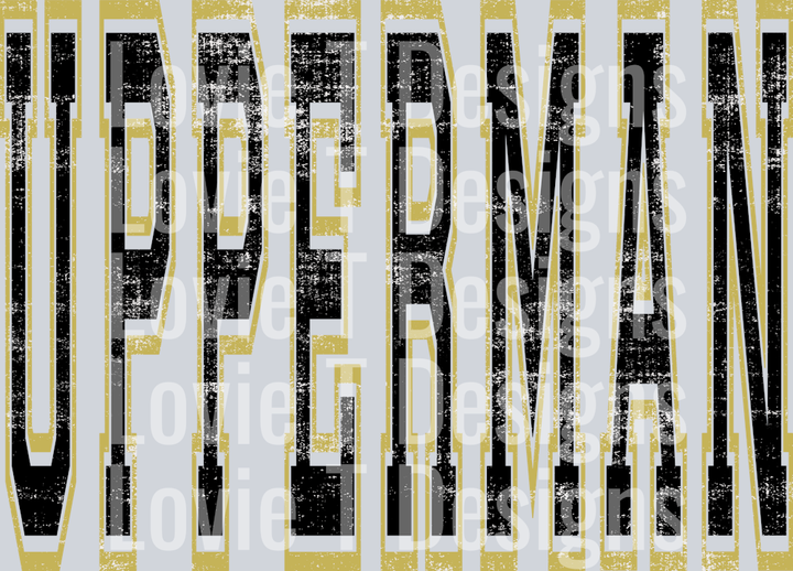 UPPERMAN BLACK AND VEGAS GOLD VARSITY STYLE
