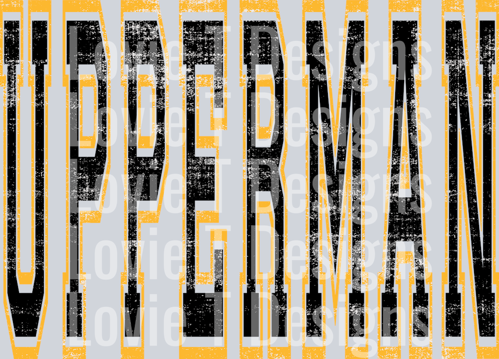 UPPERMAN BLACK AND YELLOW GOLD VARSITY STYLE