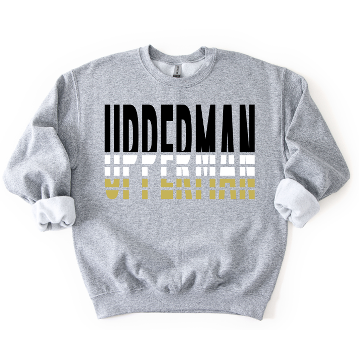 Upperman Split Varsity Black White and Vegas Gold – DTF Transfer