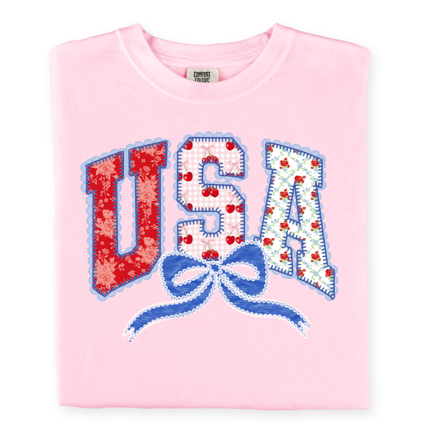 USA Cherry Bow DTF transfer design