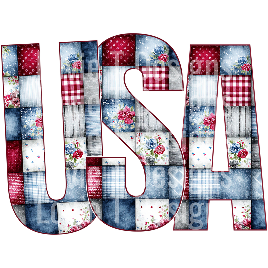 USA Rose Quilted Pattern – DTF Transfer