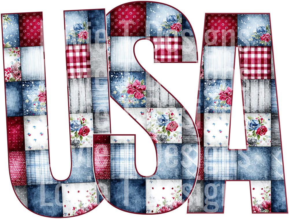 USA Quilted Pattern 2 DTF transfer design