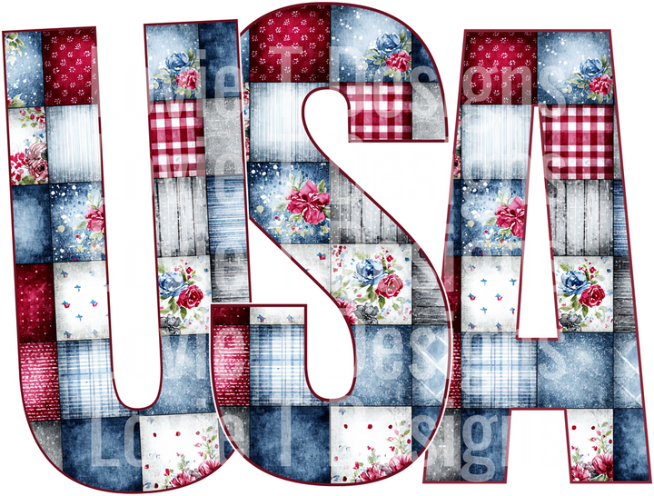 USA Quilted Pattern 2 DTF transfer design