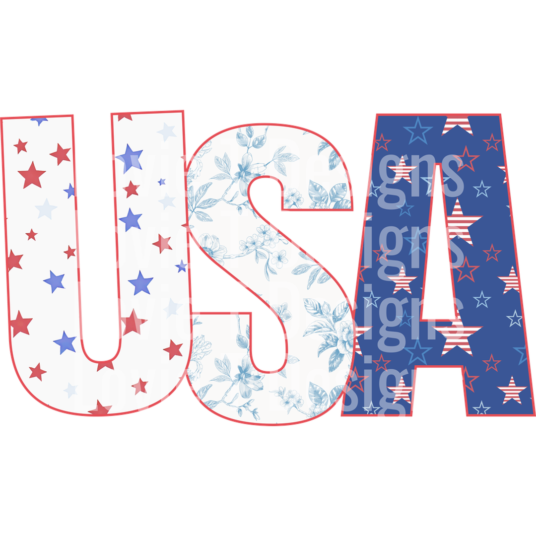 USA Stars and Toile – DTF Transfer