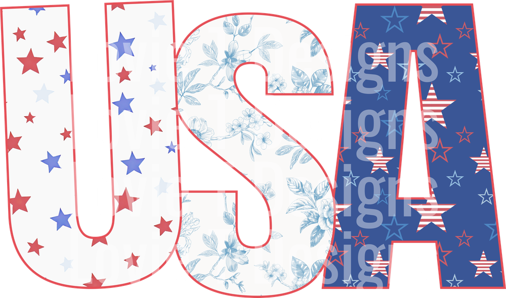 USA Stars and Toile DTF transfer design