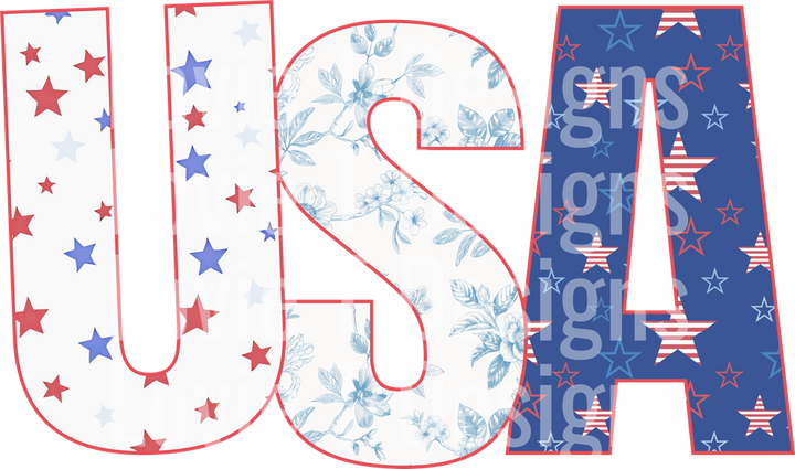 USA Stars and Toile DTF transfer design