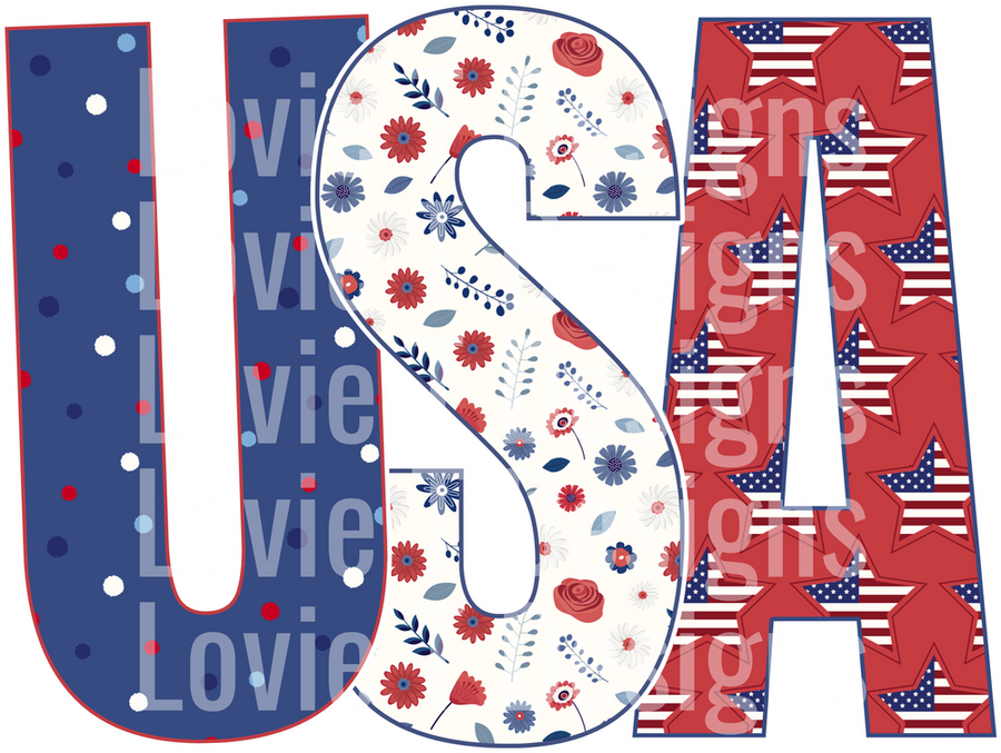 USA VINTAGE FLORAL, STARS AND POLKA DOTS