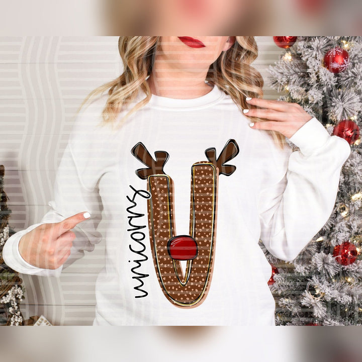Unicorns Deer Antler Initial Mascots DTF transfer