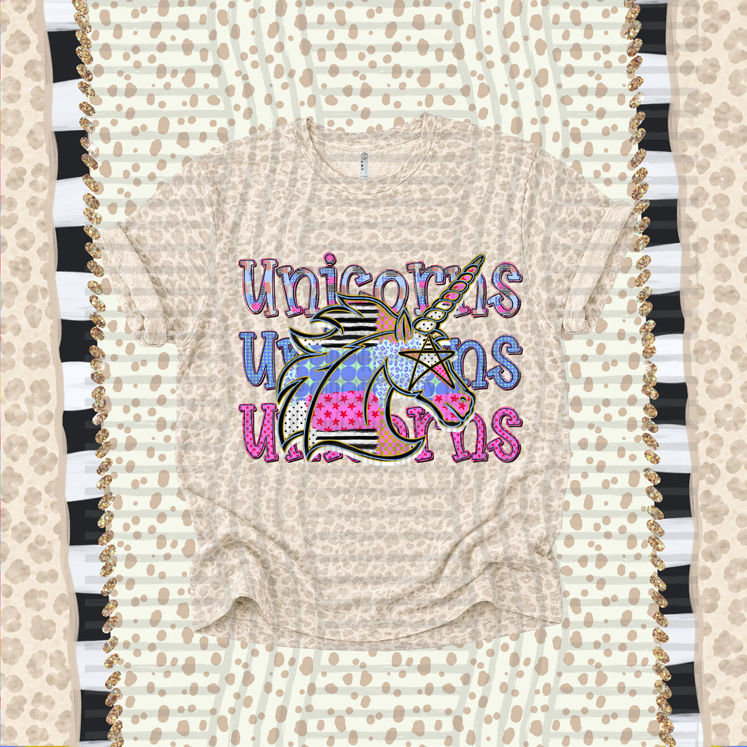 Unicorns Dolly Doodle mascot DTF transfer