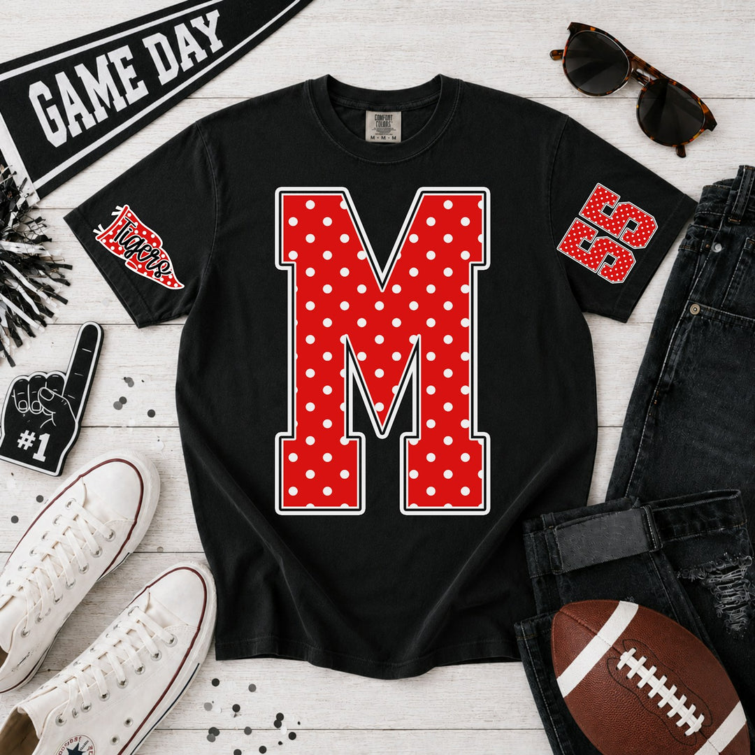 Polka Dot Varsity Monogram customizable DTF transfer